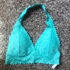 Turquoise bralette with lace and padding